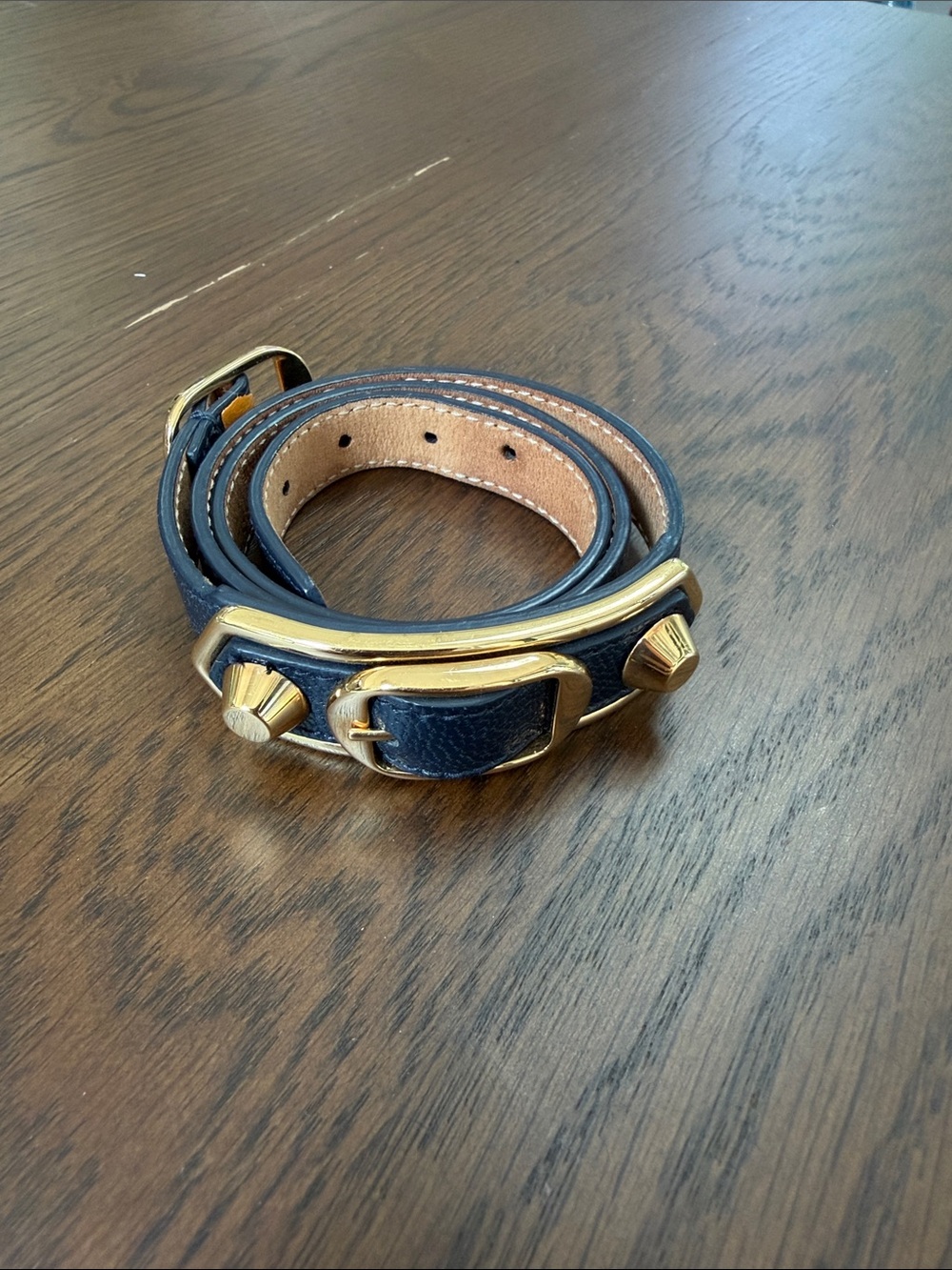 Balenciaga Navy blue triple tour bracelet with Gold Hardware size M/L